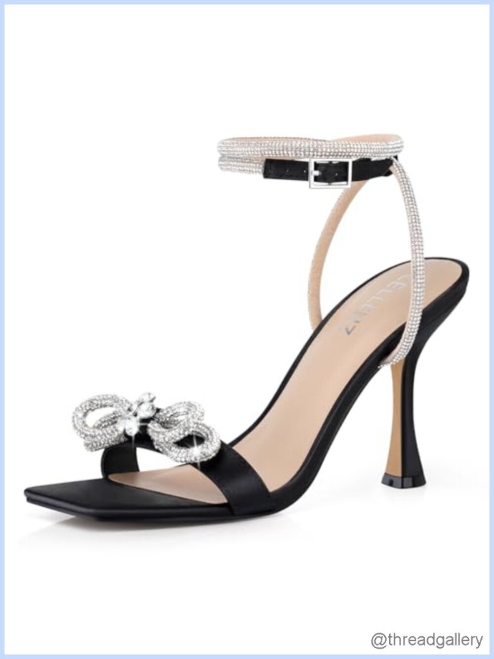 Rhinestone Ankle Strap Heeled Sandals - 3.9 Inch Stiletto Party Heels